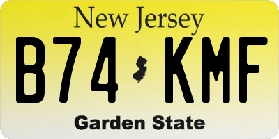 NJ license plate B74KMF