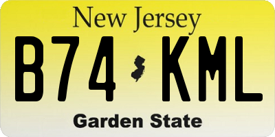 NJ license plate B74KML