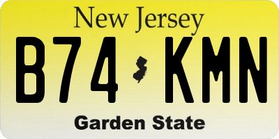 NJ license plate B74KMN