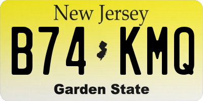 NJ license plate B74KMQ