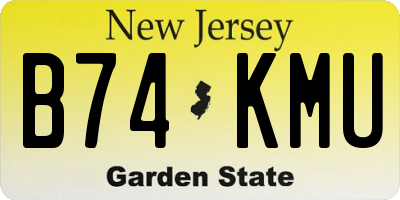 NJ license plate B74KMU