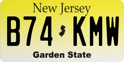NJ license plate B74KMW