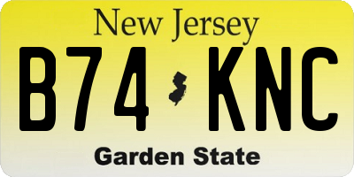 NJ license plate B74KNC