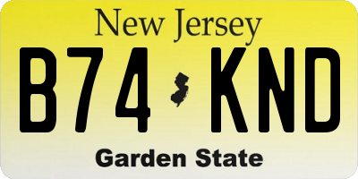 NJ license plate B74KND