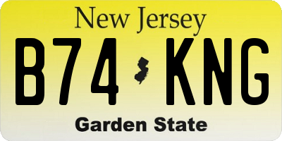 NJ license plate B74KNG
