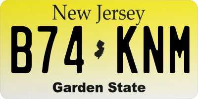 NJ license plate B74KNM