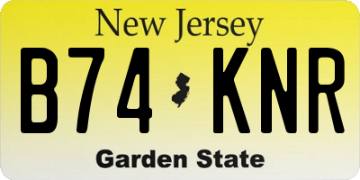 NJ license plate B74KNR