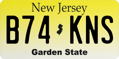 NJ license plate B74KNS