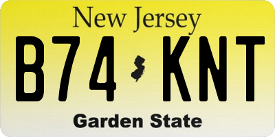NJ license plate B74KNT