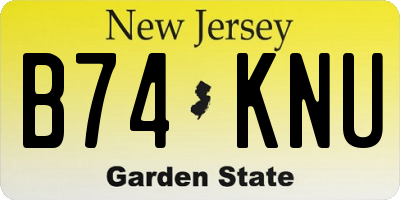 NJ license plate B74KNU