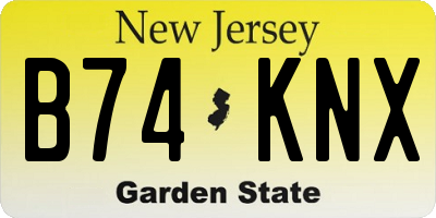 NJ license plate B74KNX