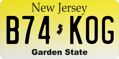 NJ license plate B74KOG