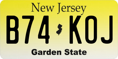 NJ license plate B74KOJ