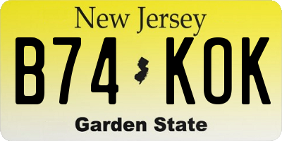 NJ license plate B74KOK