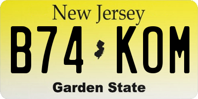 NJ license plate B74KOM