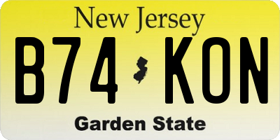 NJ license plate B74KON