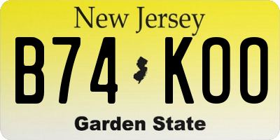 NJ license plate B74KOO