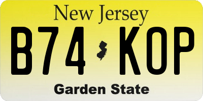 NJ license plate B74KOP