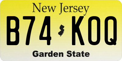 NJ license plate B74KOQ