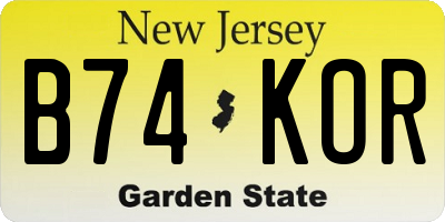 NJ license plate B74KOR