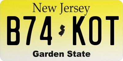 NJ license plate B74KOT