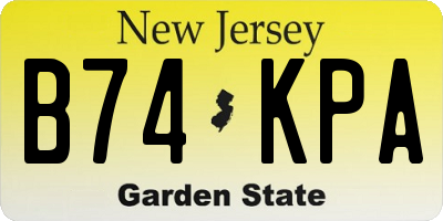 NJ license plate B74KPA