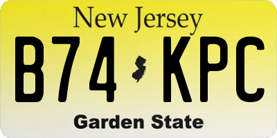 NJ license plate B74KPC