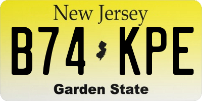 NJ license plate B74KPE
