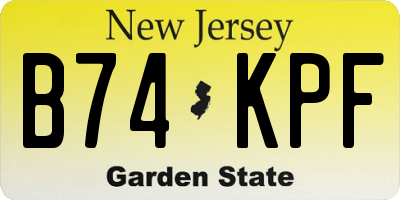 NJ license plate B74KPF