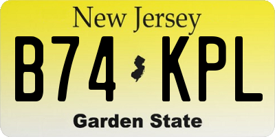 NJ license plate B74KPL