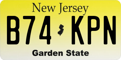 NJ license plate B74KPN