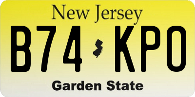 NJ license plate B74KPO