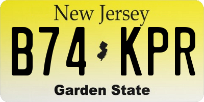 NJ license plate B74KPR