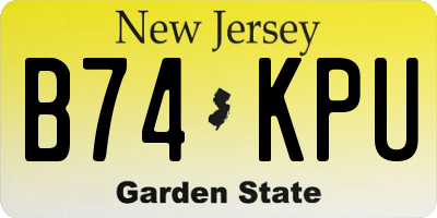 NJ license plate B74KPU
