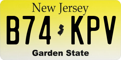 NJ license plate B74KPV