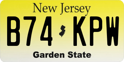 NJ license plate B74KPW