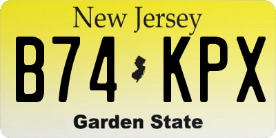 NJ license plate B74KPX