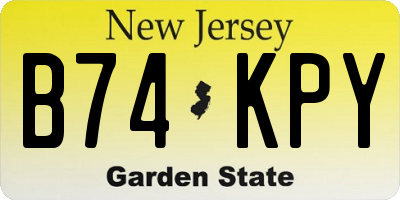 NJ license plate B74KPY