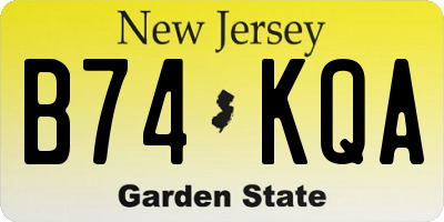 NJ license plate B74KQA
