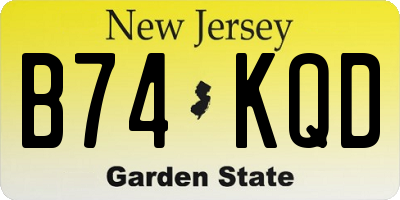 NJ license plate B74KQD