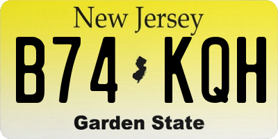 NJ license plate B74KQH