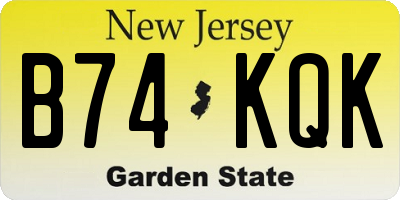 NJ license plate B74KQK