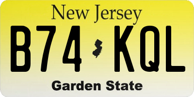 NJ license plate B74KQL