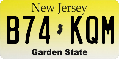 NJ license plate B74KQM