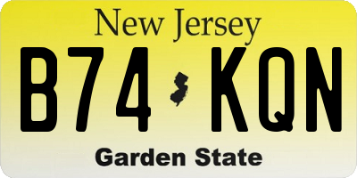 NJ license plate B74KQN