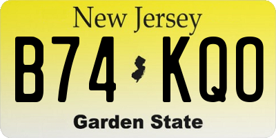 NJ license plate B74KQO