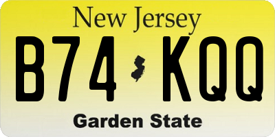 NJ license plate B74KQQ