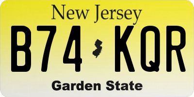 NJ license plate B74KQR