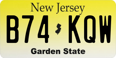 NJ license plate B74KQW