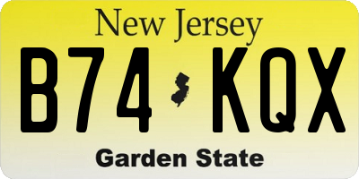 NJ license plate B74KQX